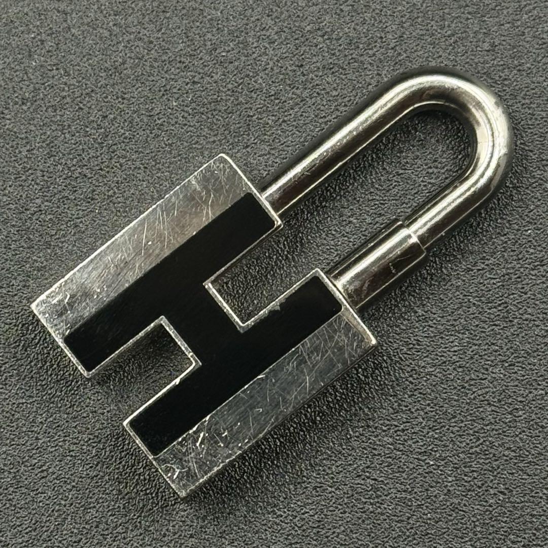 HERMES Black H Cadena Charm Pendant 1.6 x 0.8 Inch with Box Gift from Japan