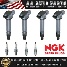 Set of 4 Ignition Coil & 4 NGK Spark Plug for 2012-2013 Scion iQ 1.3L I4 UF663