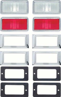 1968 Camaro, Nova Front/Rear Side Marker Light & Bezel Kit, Licensed GM Part