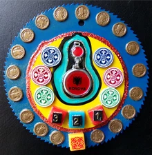 KOSOVA 3,2,1 TOKEN BLADE PAINTING, Original Handmade 3D Abstract Pop Art Collage