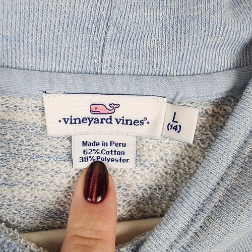 Vineyard Vines outlet girls sz L / 14 funnel neck blue whale sweatshirt top New - Picture 4 of 12