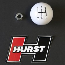 Hurst 5 Speed White Knob 38-16 Coarse Thread New Other With Nut Classic Style