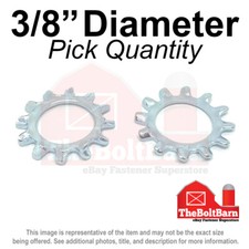 3/8" External Tooth Star Lock Washer Low Carbon Steel Zinc Plated(Pick Quantity)