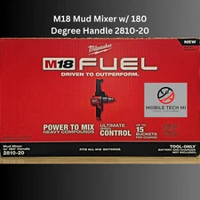 Milwaukee M18 FUEL 2810-20 Mud Mixer with 180° Handle - Brand New - Tool Only