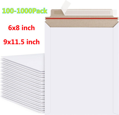 100-1000 Rigid Flat Photo Document Mailers Cardboard Catalog Envelopes Self Seal