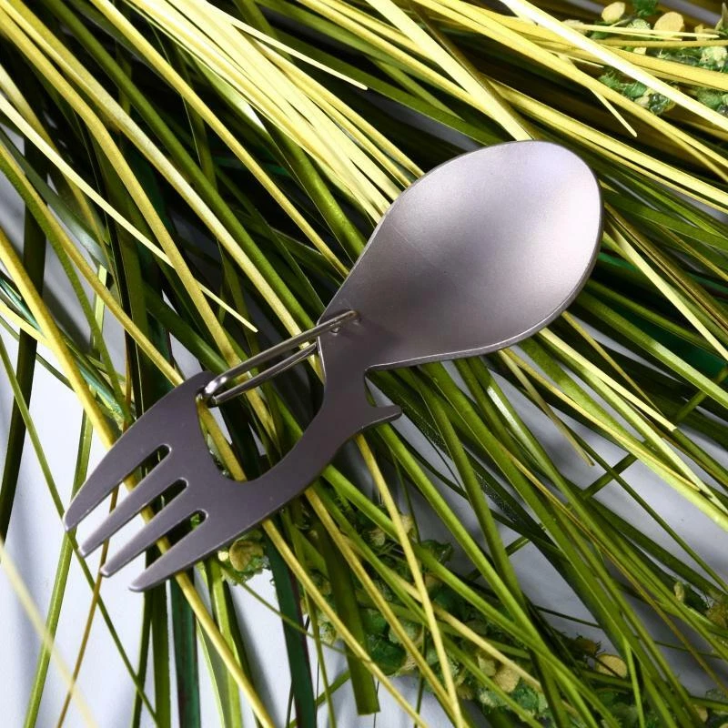 Multi-Tool Titanium Construction Spork Multi-Function Spoon Fork Carabiner Bottl
