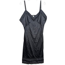 Vintage Velrose 100 Nylon Black Night Gown Lingerie Lace Mexico Women's Size 42