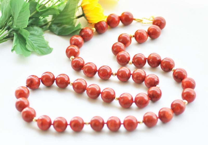 38" 18mm Natural Round Red Coral Bead Necklace eBay