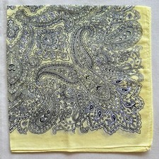 Vintage Bandana Cotton line Art Black Paisley Damask Handkerchief Kerchief 20"