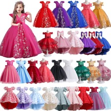 Christmas Party Kids Dresses Fashion Flower Girls Wedding Bridesmaid Gown 3-12Y
