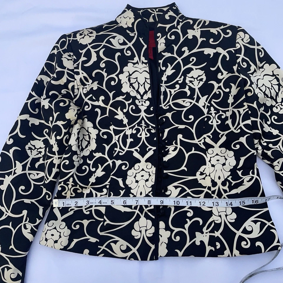 Chaqueta Blazer Corta para Mujer Js Collections Forrada Negra Blanca Seda Oficina Talla 8 M Foto 4 de 4