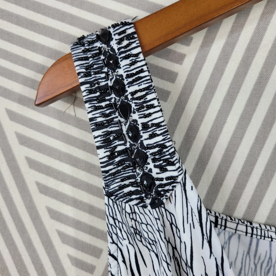 Vestido Top Envolvente Funda NY Co Talla XL Cuentas Carrera Fiesta Negro Blanco Grabado Foto 4 de 4