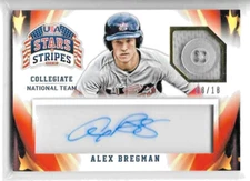 ALEX BREGMAN 2015 USA STARS & STRIPES GAME WORN BUTTON AUTO # 08/18 BOSTON