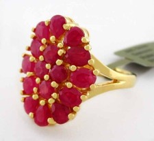 GENUINE 3.20 Cts RUBY RING .925 STERLING SILVER Yellow Tone - New With Tag