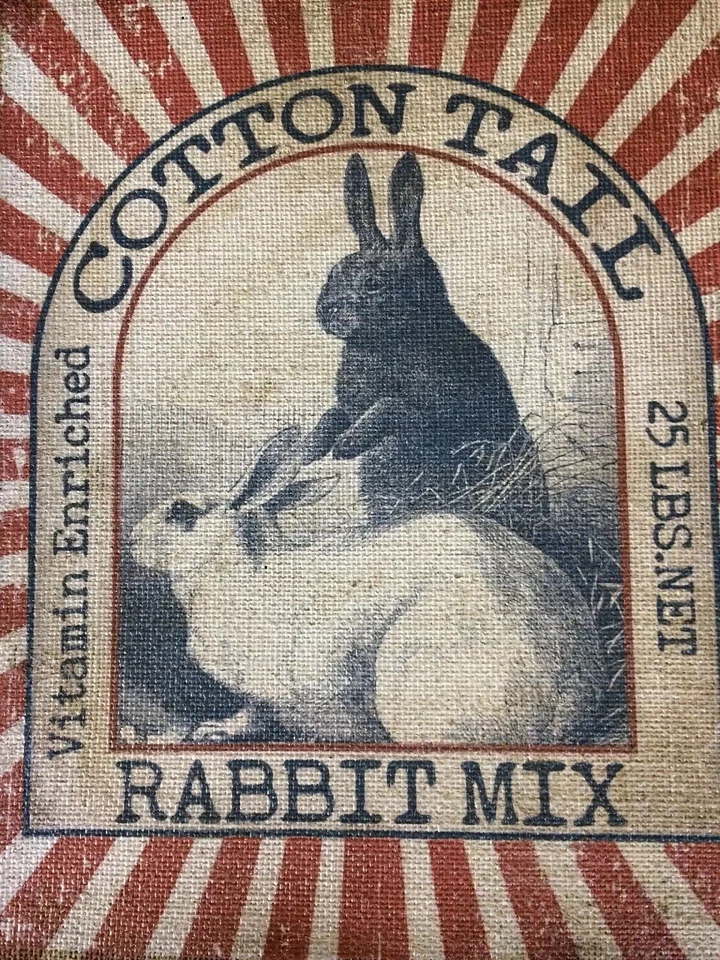 Bunny Rabbit Burlap Canvas Picture Print Rabbit Mix Primitive Farmhouse Country - Image 3 of 4