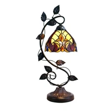 Stained Glass Tiffany Style Victorian Accent Lamp Night Light    MATCHING PAIR