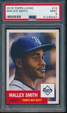 2018 Topps Living Set #14 Mallex Smith PSA 9 Mint SP Short Print Card