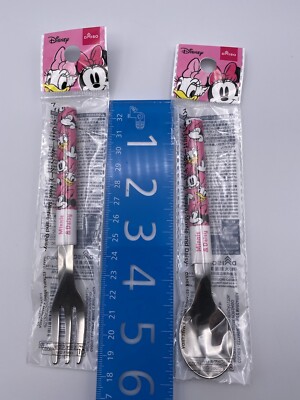 New* Disney Daiso 3pc Minnie Mouse Bowl Fork Spoon Tableware Set