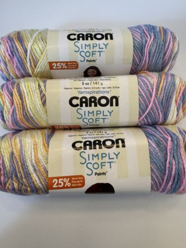 Caron Simply Soft Paints Worsted Weight Yarn~Lot of 3 Skeins~Baby Brights 21015 - Picture 4 of 4
