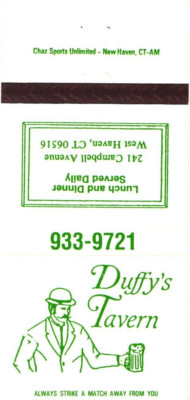 West Haven Connecticut Duffy's Tavern Lunch and Dinner Vintage Matchbook Cover