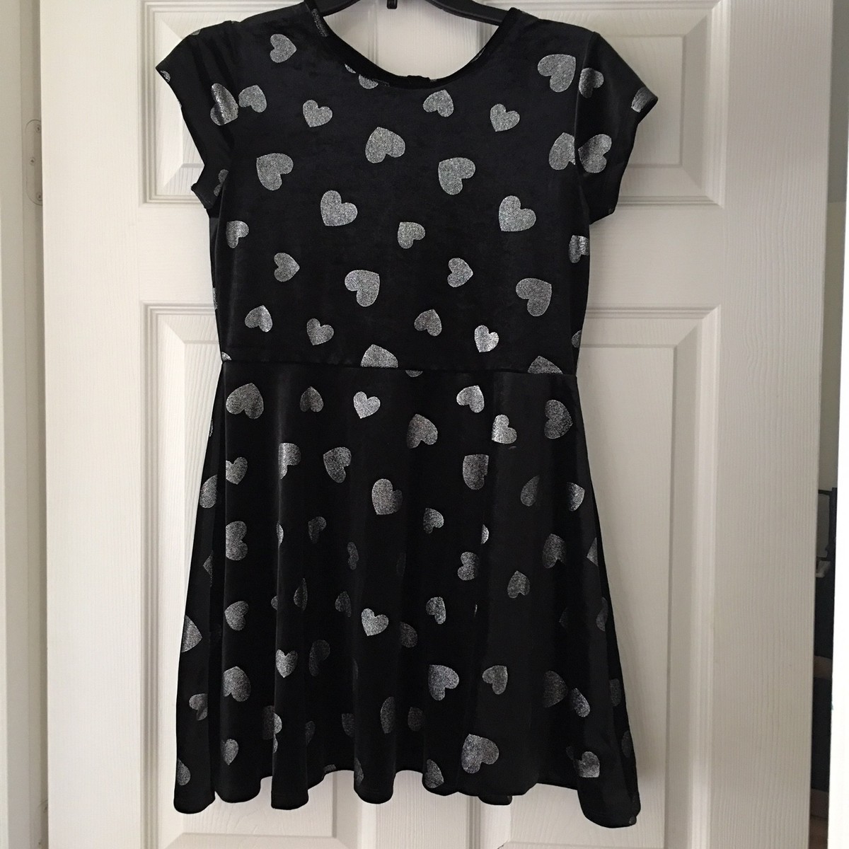 New Girls Children's Place Black Velvet Glitter Heart Dress Size: XXL(16) |  eBay