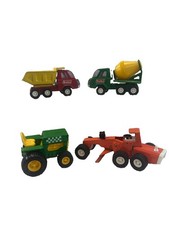 Vintage Toy Vehicle Lot Buddy L Dump Cement Mixer Tractor Grader 4 Pieces