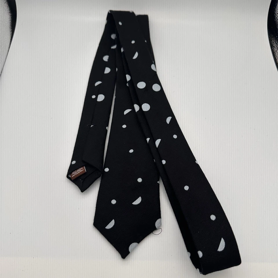 Alexander Olch черный белый пятнистый узкий галстук 56x2,5 NYC хлопок роскошь дизайнер - Изображение 3 из 4