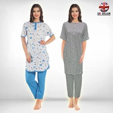 i-Smalls Ladies Tunique Short Sleeve Pyjamas 100% Cotton Heart Print Pyjama Set