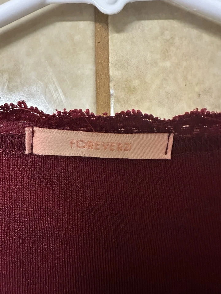 Forever 21 Junior Women’s Burgundy Whimsygoth 90’s Retro Y2K Blouse, Sz M USA - Image 4 of 4
