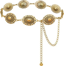 Western Concho Chain Belt for Women Boho Metal Belts for Country Concert Dresses