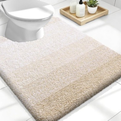 Luxury Toilet Rugs U-Shaped 24x20, Extra Soft and Absorbent Microfiber Bathroom