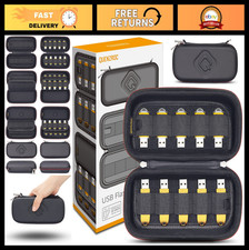 Portable USB Flash Drive Case Organizer for 20 Thumb Drives - Hard Shell Storage