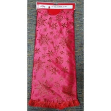 Holiday Time Lightweight 48" Red Glitter Snowflake Christmas Tree Skirt - NEW