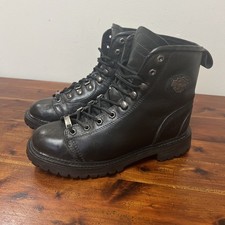 Vintage Harley-Davidson Motorcycle Boots Mens 7.5 Black Distressed Leather Biker