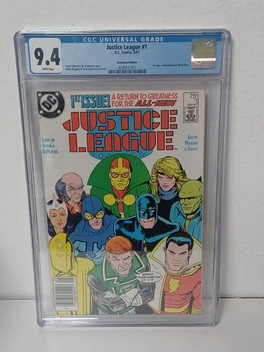JUSTICE LEAGUE #1 Newsstand (DC Comics, 1987) CGC Graded 9.4 ~ White Pages