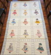 Vtg 1920's- 30's Sunbonnet Sue Baby Crib Quilt Handmade Floral Border 34"x59"