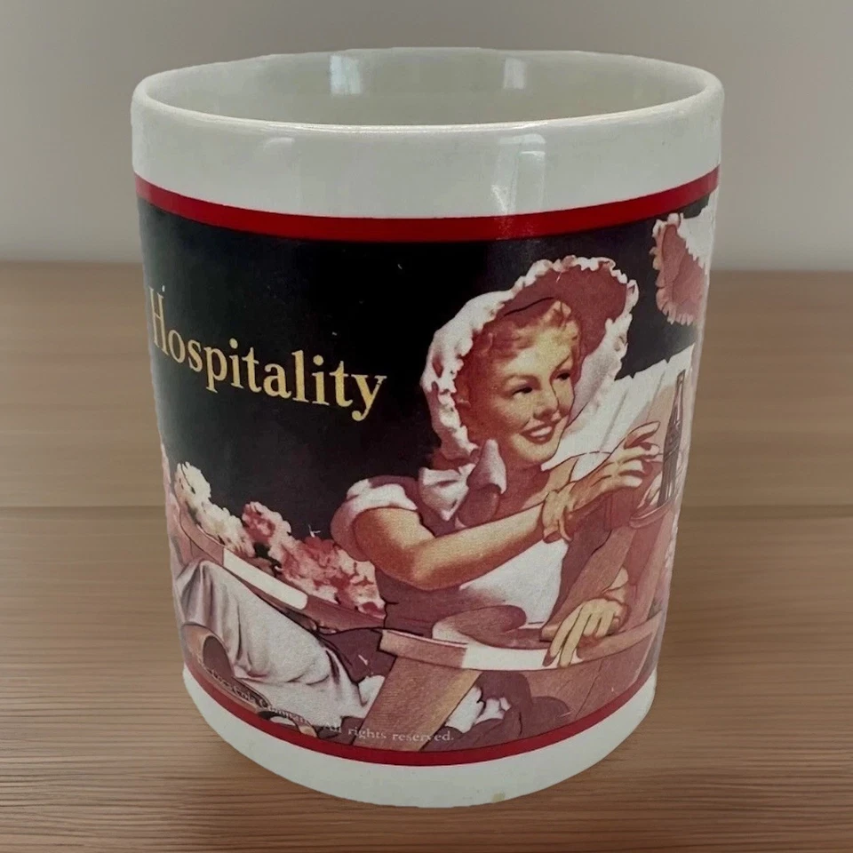 Vintage Coca-Cola Mug 1950s Poster Art Retro Diner Hospitality Ad Ceramic Cup - Image 2 of 3