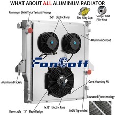 Aluminum 2 Row Radiator Shroud For 04-06 Dodge Ram 1500 8.3L Ram 2500 3500 8.0L