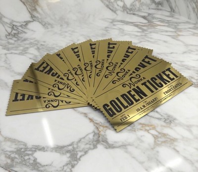 10x Willy Wonka Golden Ticket Gold Replica Charlie and the Chocolate Factory