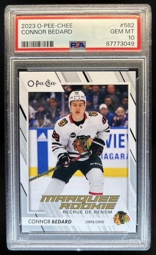 2023 O-Pee-Chee Connor Bedard Rookie RC #582 Blackhawks PSA 10 GEM MINT