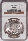 1883-O  $1  MORGAN SILVER DOLLAR  "NEW ORLEANS"  NGC MS62  Brown Label Scales
