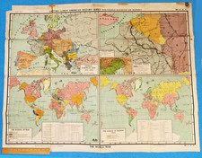 Vtg. A.J. Nystrom WWI World War Map Sanford Goody American History Series 1925