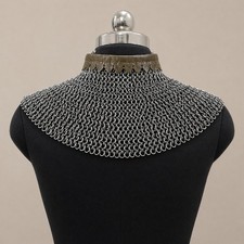 6MM Riveted Chainmail Gorget   Medieval Steel Armor Collar Neck Protection