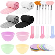 39 Pcs Esthetician Facial Supplies Set: 4 Silicone Facial Bowls, 4 Facial Hea...
