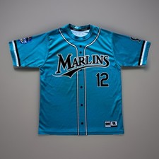 YOUTH XL FLORIDA MARLINS TEAL THROWBACK JERSEY SHIRT #12 SUNDAY ALTERNATE MLB