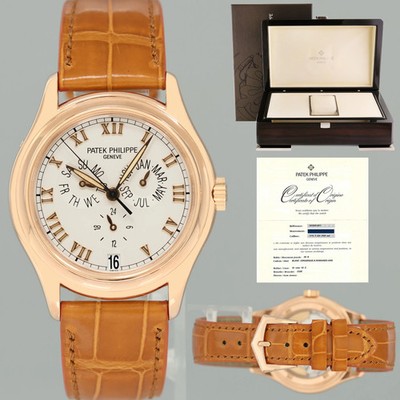 PAPERS MINT Patek Philippe Rose Gold Annual Calendar 5035R White Roman 37mm