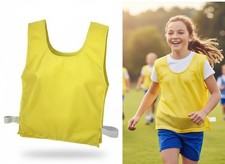 Sports School Training Bibs 10x Yellow Kids Polyester Football Cricket Events