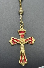 Vintage Gold Sterling Silver Rosary Necklace 925 24 Grams Z5