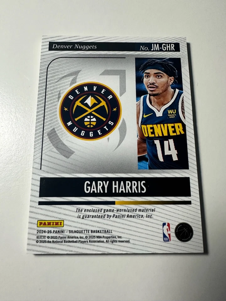 2024-25 Panini Silhouette Gary Harris Jumbo Logoman Patch 5/5 pepitas usadas em jogos - Imagem 2 de 2
