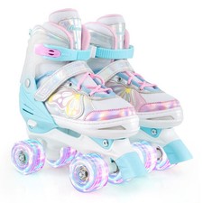 Roller Skates for Teens 4 Sizes Adjustable with Light-up Wheels for Boys Girls A